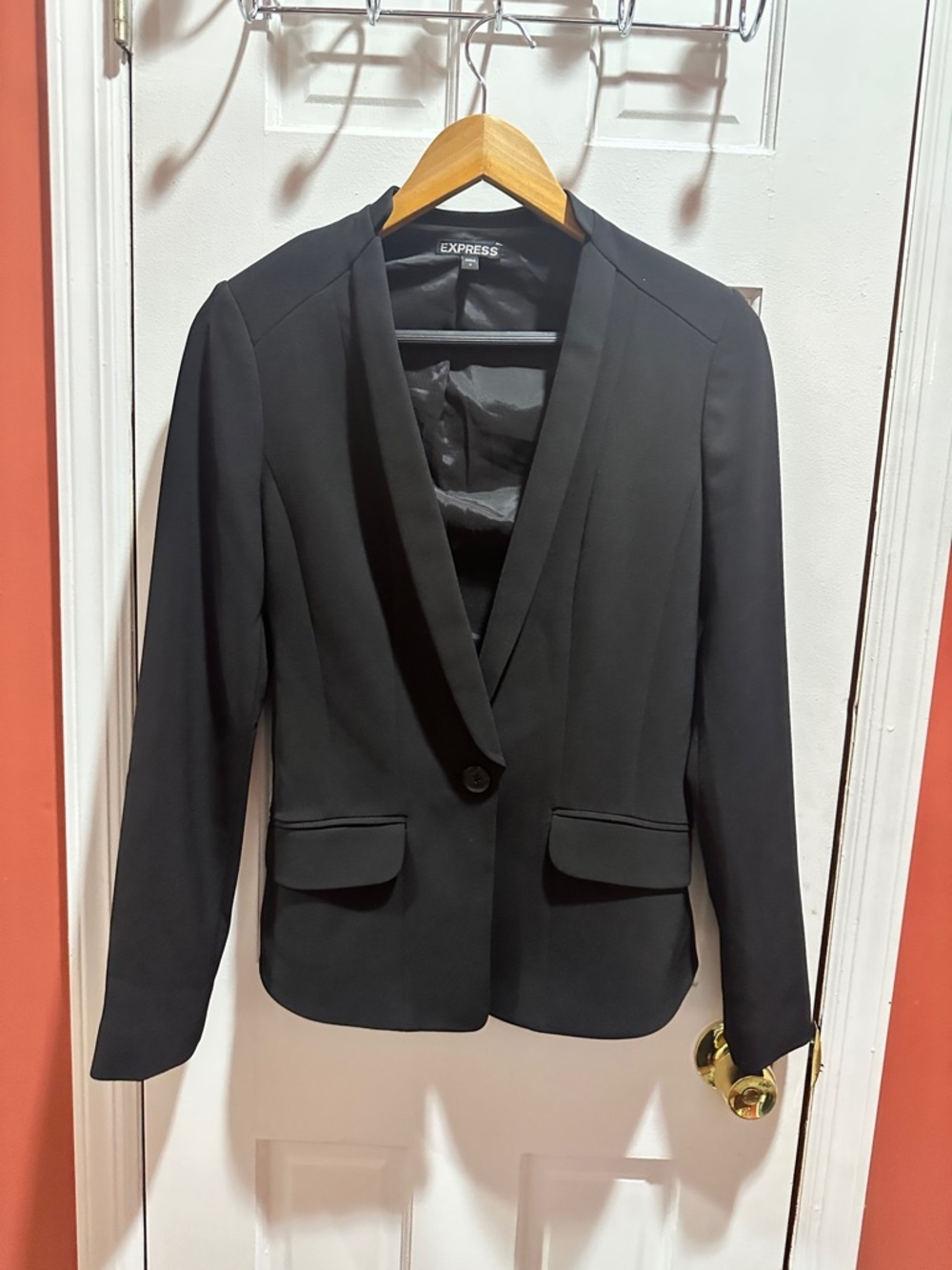 Express Black Single-Button Notchless Blazer